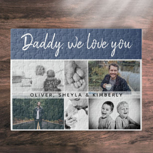 Father with Kids and Family Dad 6 Photo Collage Jigsaw Puzzle