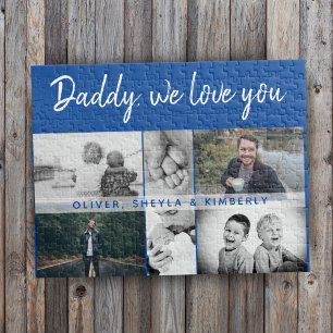 Father with Kids and Family Dad 6 Photo Collage Jigsaw Puzzle