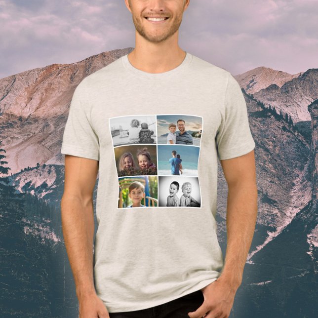 Father with Kids and Family Dad 6 Photo Collage Tri-Blend Shirt (Creator Uploaded)