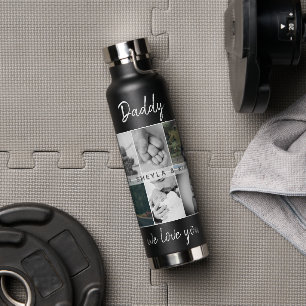Father with Kids and Family Dad 6 Photo Collage Water Bottle