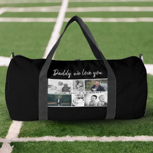 Father with Kids and Family Dad Collage Duffle Bag