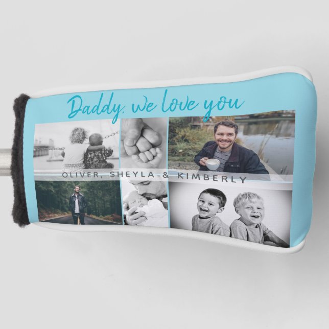 Father with Kids and Family Dad Collage Golf Head Cover (Front)
