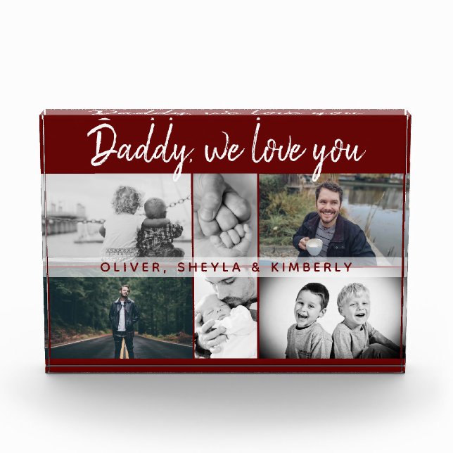 Father with Kids and Family Dad Collage Photo Block (Front)