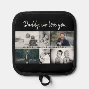 Father with Kids and Family Dad Collage Pot Holder