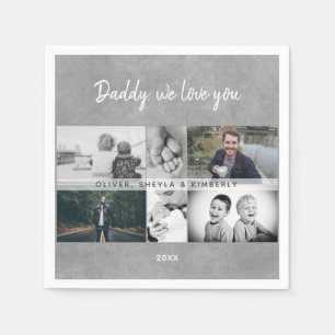 Father with Kids and Family Dad Father`s Day 6 Napkin