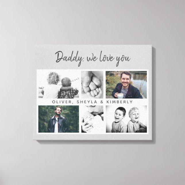 Father with Kids and Family Dad Photo Canvas (Front)