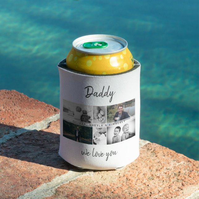 Father with Kids and Family Dad Photo Collage Can Cooler (In Situ Pool)
