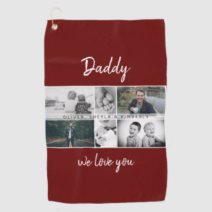 Father with Kids and Family Dad Photo Collage Golf Towel