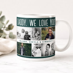 Father with Kids and Family Dad Photo Collage Large Coffee Mug