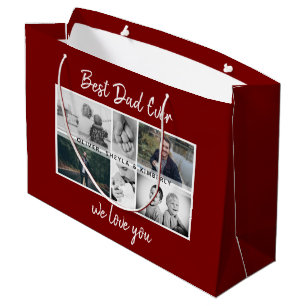 Father with Kids and Family Dad Photo Collage Large Gift Bag