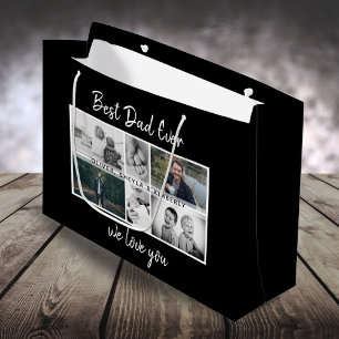Father with Kids and Family Dad Photo Collage Large Gift Bag