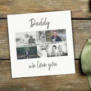 Father with Kids and Family Dad Photo Collage Napkin