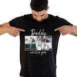 Father with Kids and Family Dad Photo Collage T-Shirt<br><div class="desc">Father with Kids and Family Dad Photo Collage t-shirt. Collage of 6 photos, father`s name with a sweet message in a trendy script and names of children that overlay the photos. Add your 6 favourite family photos. Sweet keepsake and a gift for birthday, Father`s Day or Christmas for a dad,...</div>