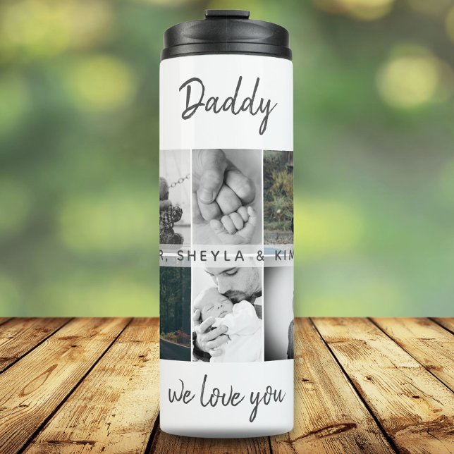 Father with Kids and Family Dad Photo Collage Thermal Tumbler (Creator Uploaded)