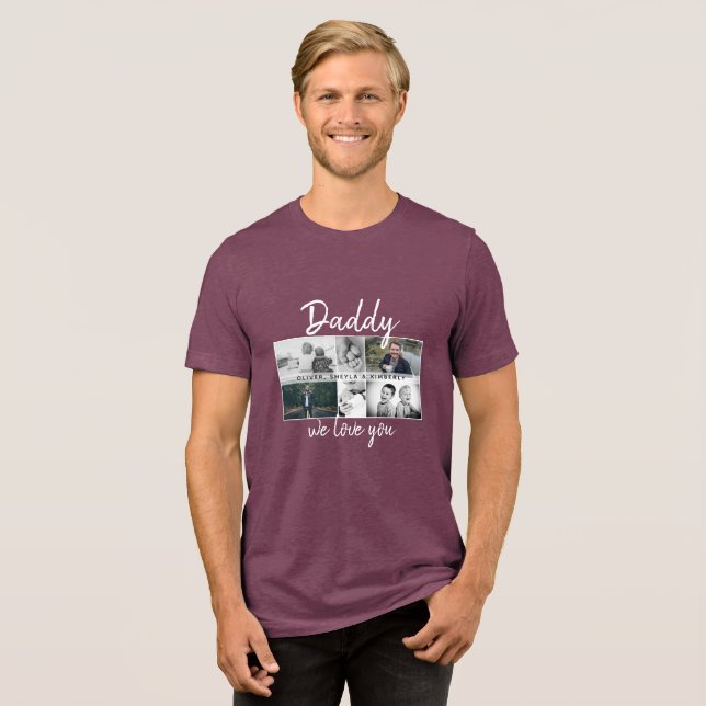 Father with Kids and Family Dad Photo Collage Tri-Blend Shirt (Front Full)