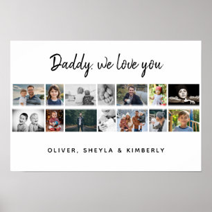 Father with Kids Family 14 Photo Collage Keepsake Poster