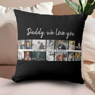 Father with Kids Family Dad 14 Photo Collage  Cushion