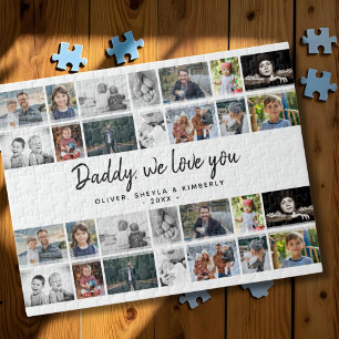 Father with Kids Family Dad 14 Photo Collage Jigsaw Puzzle