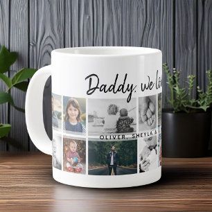 Father with Kids Family Dad 14 Photo Collage Large Coffee Mug
