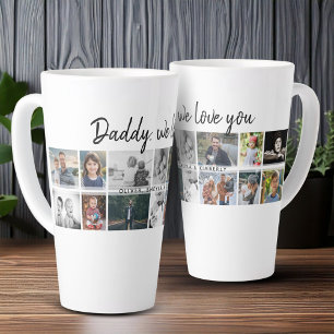 Father with Kids Family Dad 14 Photo Collage Latte Mug