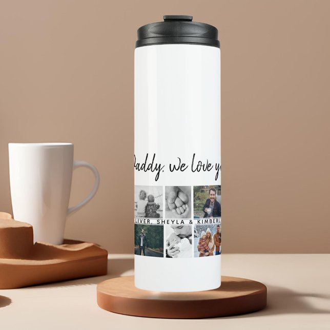 Father with Kids Family Dad 14 Photo Collage  Thermal Tumbler (Creator Uploaded)