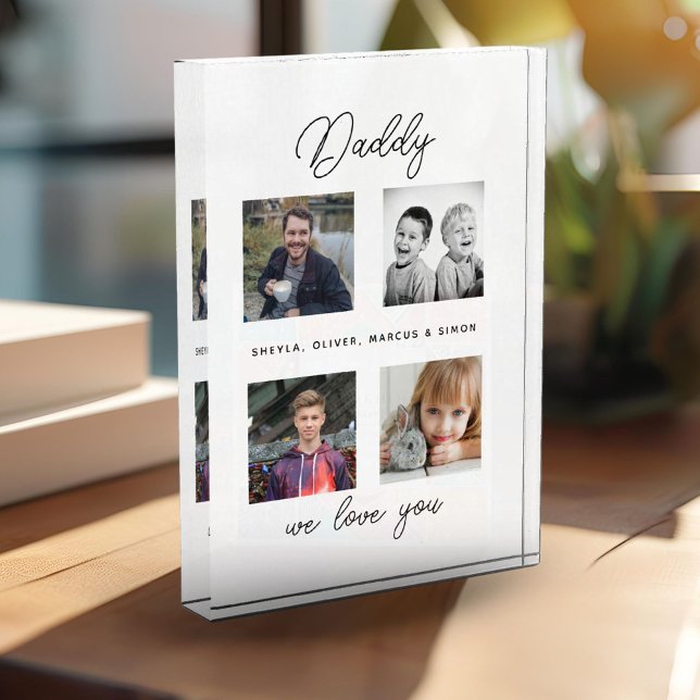 Father with Kids Family Daddy 4 Collage Photo Block (Creator Uploaded)