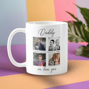 Father with Kids Family Daddy 4 Photo Collage Coffee Mug