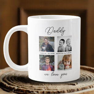 Father with Kids Family Daddy 4 Photo Collage Large Coffee Mug