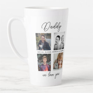Father with Kids Family Daddy 4 Photo Collage Latte Mug