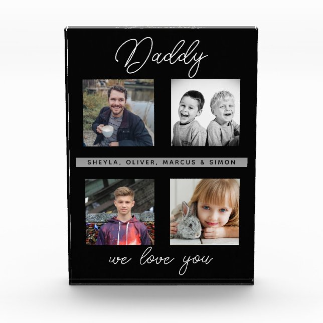 Father with Kids Family Daddy Photo Collage Block (Front)
