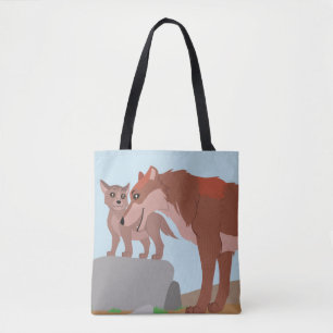 Father Wolf and Pup Tote Bag