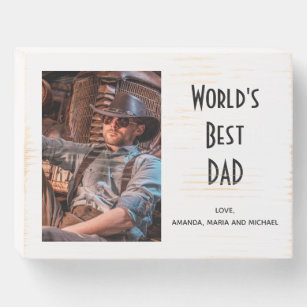 Father World's best dad white photo Wooden Box Sign