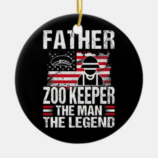 Father Zoo Keeper The Man The Legend Retro USA Ceramic Tree Decoration