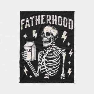 Fatherhood Skeleton Just A Dad With The Milk Funny Fleece Blanket