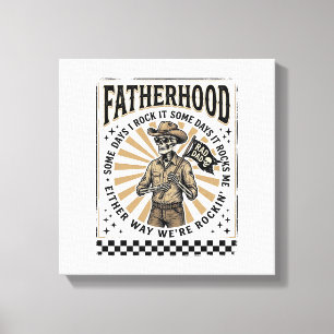 Fatherhood Vintage Skeleton Cowboy Dad Shirt Desig Canvas Print