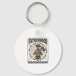 Fatherhood Vintage Skeleton Cowboy Dad Shirt Desig Key Ring