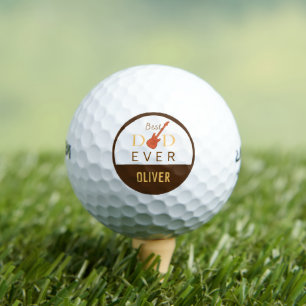 Father's Best Dad Ever Music Guitar Modern Trendy  Golf Balls