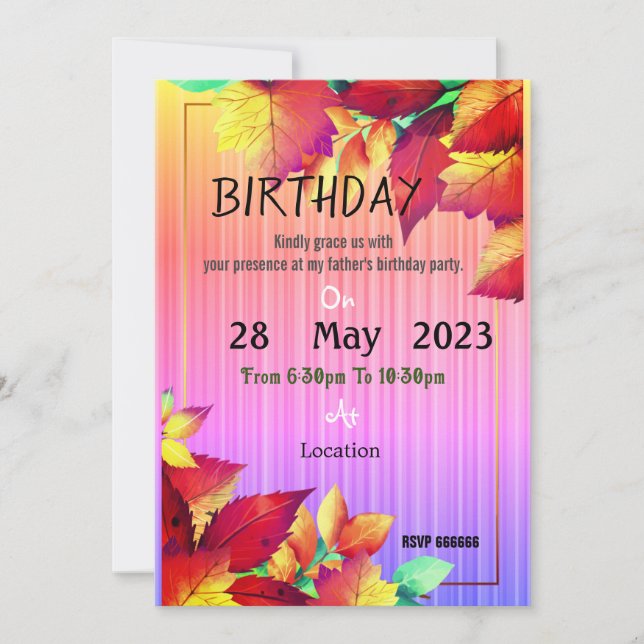 Father's Birthday  Invitation (Front)