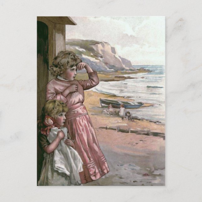 Father's Boat Vintage Book Illustration Postcard (Front)