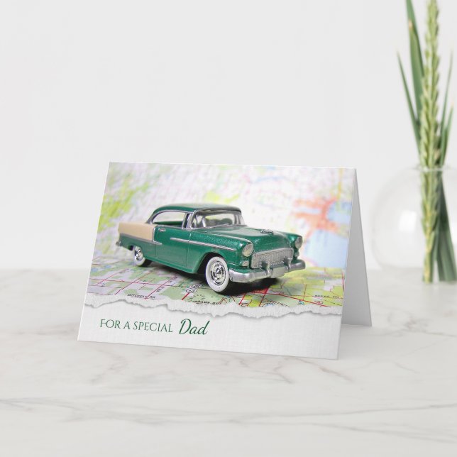 Father's Day 1955 Car On a Road Map Card (Front)
