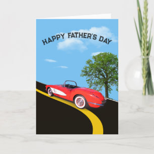 Father's Day 1960 Red and White Corvette  Card