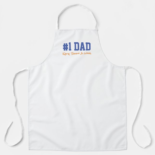 Fathers Day #1 DAD Kids Names Fun Apron (Front)