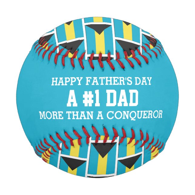 Father's Day #1 NUMBER 1 DAD Bahamas FLAG Baseball (Front)
