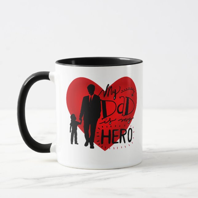father's day 2024 my dad is my hero mug (Left)