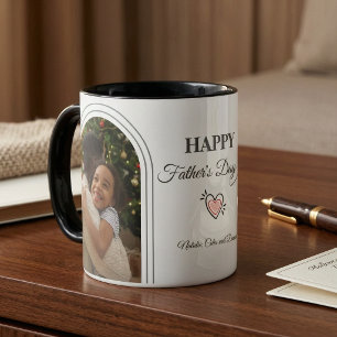 Father's Day 2 Arched Photo Collage Minimalist Mug