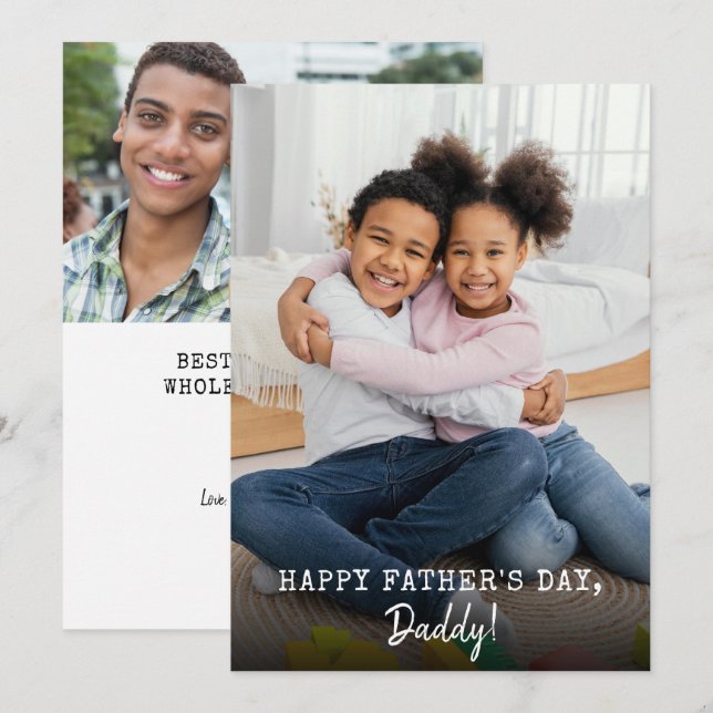Father's Day 2 Photos Holiday Card (Front/Back)