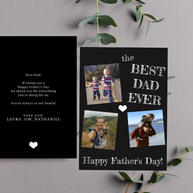 Father's Day 3 photo collage best dad ever Card (Creator Uploaded)