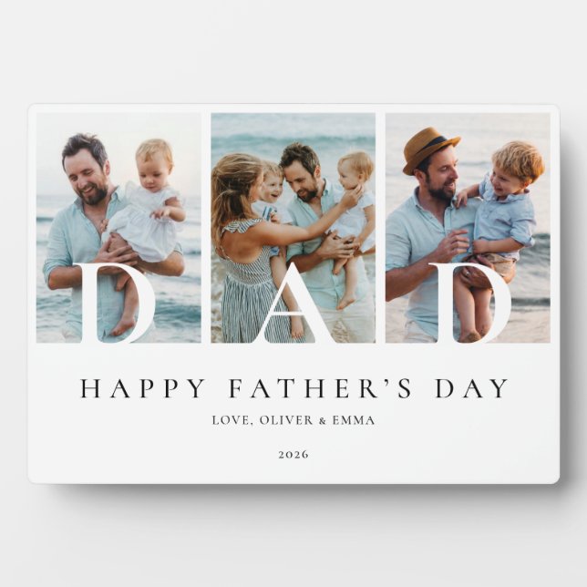 Father's Day 3 Photo Collage Keepsake Gift Plaque (Front)