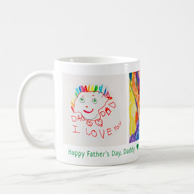 Father's Day 3 Photo Custom Kid's Art Coffee Mug (Left)