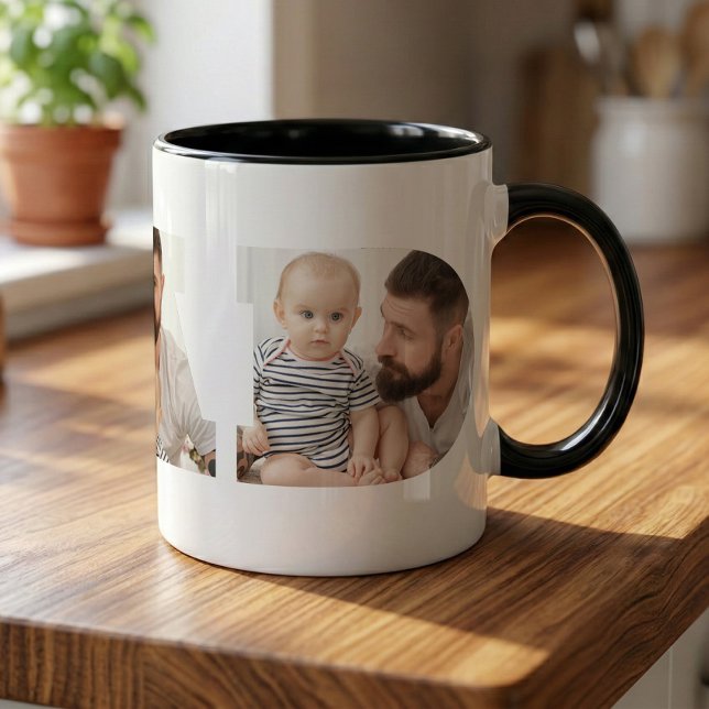 Father's Day 3-Photo "Dad" Cutout Typography Mug (Creator Uploaded)
